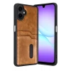 Newface Samsung Galaxy A07 4G Sara Kartvizitli Deri Kılıf - Taba