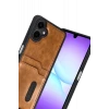 Newface Samsung Galaxy A07 4G Sara Kartvizitli Deri Kılıf - Taba