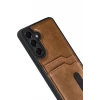Newface Samsung Galaxy A17 5G Sara Kartvizitli Deri Kılıf - Taba