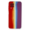 Newface Samsung Galaxy A22 Kılıf Ebruli Lansman Silikon - Kırmızı-Mor