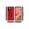 Newface Samsung Galaxy A72 Kılıf Sofya Yüzüklü Silikon Kapak - Kırmızı