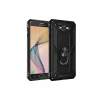 Newface Samsung Galaxy J7 Kılıf Sofya Yüzüklü Silikon Kapak - Siyah