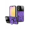 Newface Samsung Galaxy S25 Edge Kılıf Joy Lens Standlı Kapak - Mor