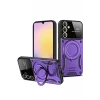 Newface Samsung Galaxy S25 Plus Kılıf Joy Lens Standlı Kapak - Mor