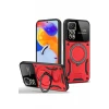 Newface Xiaomi Redmi Note 11 Pro Kılıf Joy Lens Standlı Kapak - Kırmızı