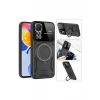 Newface Xiaomi Redmi Note 11 Pro Kılıf Joy Lens Standlı Kapak - Kırmızı