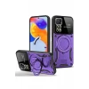 Newface Xiaomi Redmi Note 11 Pro Kılıf Joy Lens Standlı Kapak - Mor