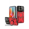 Newface Xiaomi Redmi Note 13 Pro 4G Kılıf Joy Lens Standlı Kapak - Kırmızı