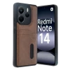 Newface Xiaomi Redmi Note 14 4G Kılıf Sara Kartvizitli Deri Kılıf - Taba
