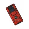 Newface Xiaomi Redmi Note 9 Kılıf Pars Lens Yüzüklü Silikon - Kırmızı