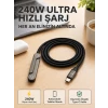 Örgülü 240W Type-C Katlanabilir Telefon Standlı Şarj Kablosu