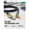 Örgülü Tasarım 4’ü 1 Arada USB-C Lightning Hızlı Şarj Kablosu