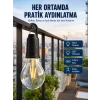 Şarjlı Dekoratif Kamp Lambası Askılı Ampul Led Işık Type-C Girişli