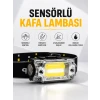 Sensör Kontrollü Şarjlı Beyaz LED Kafa Lambası ve El Feneri