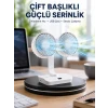 Sessiz Çalışan USB Şarjlı Çift Kafalı Masaüstü Fan – Ev ve Ofis İçin