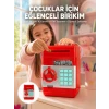 Şifreli Kırmızı ATM Tasarımlı Çelik Kasa Görünümlü Kumbara