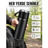 Termos Seti 3lü Bardak Seti Isı Dayanıklı Siyah Paslanmaz Çelik Vakumlu