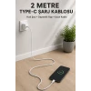 USB-A to Type-C 2 Metre Hızlı Şarj Kablosu