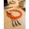 USB Type-C, Lightning ve Micro USB Uyumlu 3ü 1 Arada Hızlı Şarj Kablosu