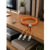 USB Type-C, Lightning ve Micro USB Uyumlu 3ü 1 Arada Hızlı Şarj Kablosu
