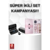 Wireless Şarjlı Pembe Akıllı Saat ve Kablosuz Bluetooth Kulaklık Dokunmatik Kontrol