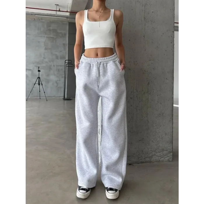 3 iplik şardonlu oversize eşofman gri