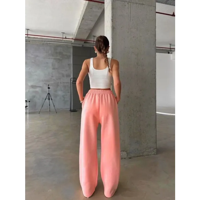 3 iplik şardonlu oversize eşofman somon