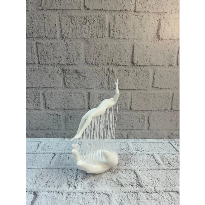 3D El Formlu İnsan Figürü Beyaz Modern Ev ve Ofis Dekoru