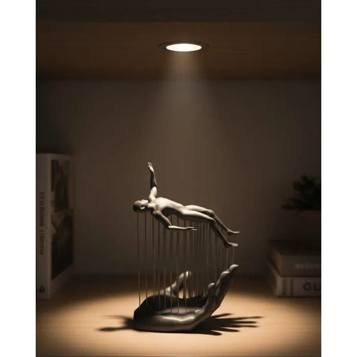 3D El Üzerinde İnsan Figürü Gri Minimal Masa Üstü Dekor