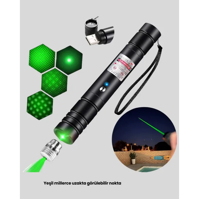 5000mW Yeşil Lazer Pointer Profesyonel Uzun Menzilli
