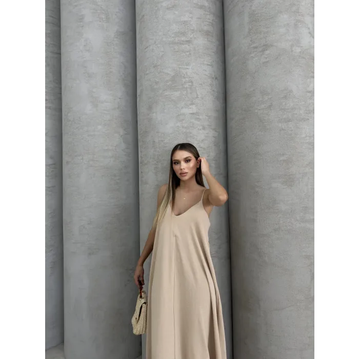 Aerobin uzun elbise bej pt