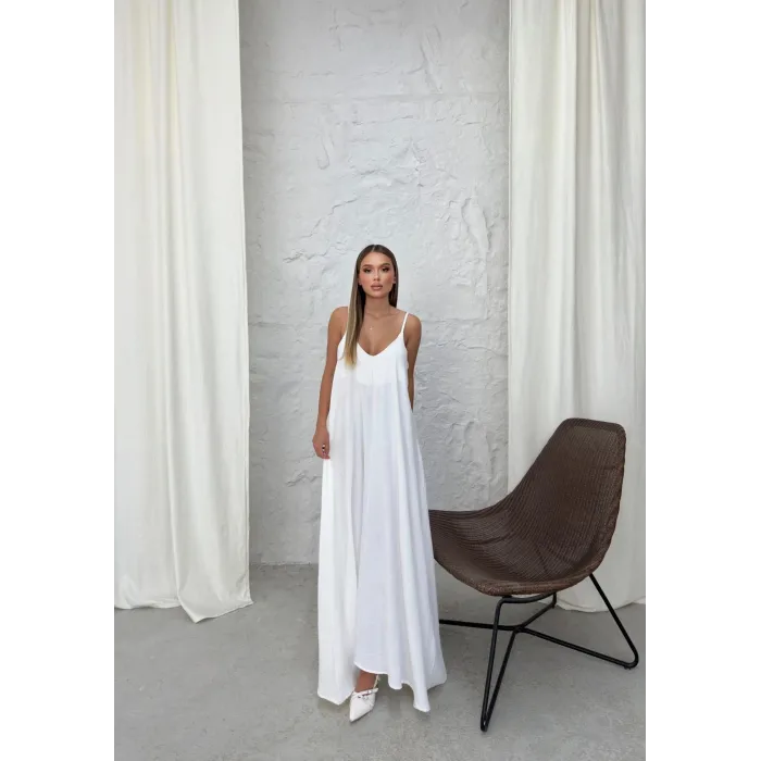 Aerobin uzun elbise beyaz pt