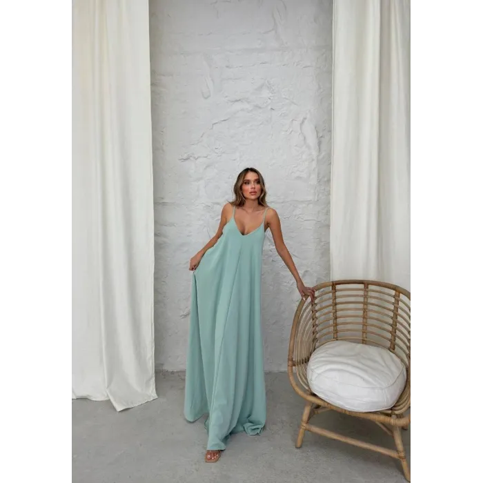 Aerobin uzun elbise çağla yeşili pt