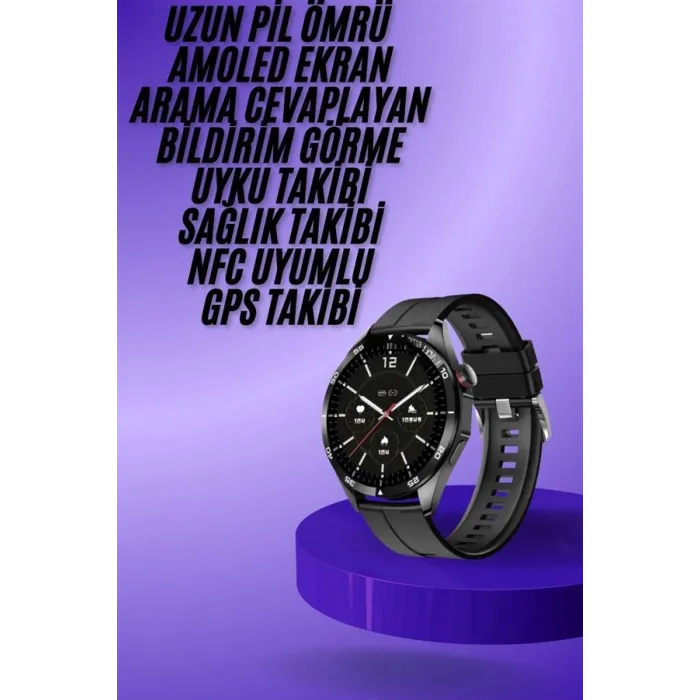 Amoled Ekran 3 Kordonlu Akıllı Saat 5.0 Bluetooth Bağlantılı Android ve İOS Uyumlu