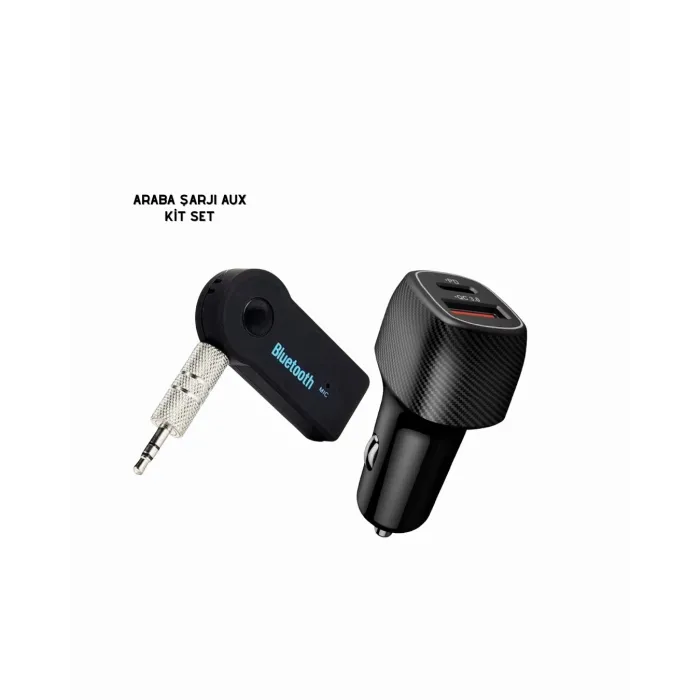 Araç İçi Bluetooth Müzik Kiti + Type-C PD Araç Şarjı Seti
