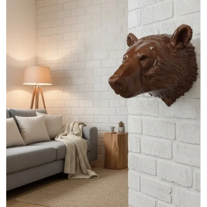 Ayı Başı Duvar Dekoru Modern Asılabilir Heykel 25x19 cm