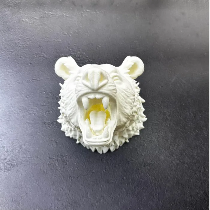 Beyaz Renk 3D Ayı Başı Duvar Dekoru