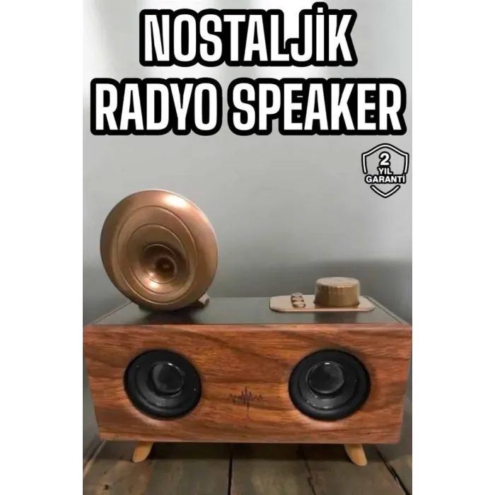 Bluetooth Hoparlör Ahşap Klasik Retro Gramofon Bluetooth Müzik Kutusu