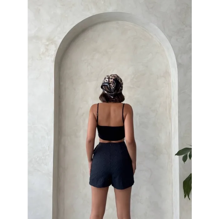 Brodeli şort etek s255075