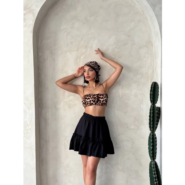 Çingene keten etek siyah s24808