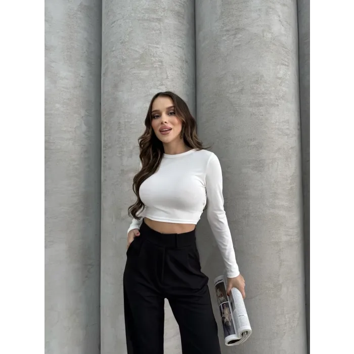 Cırtlı pantolon krep siyah pt