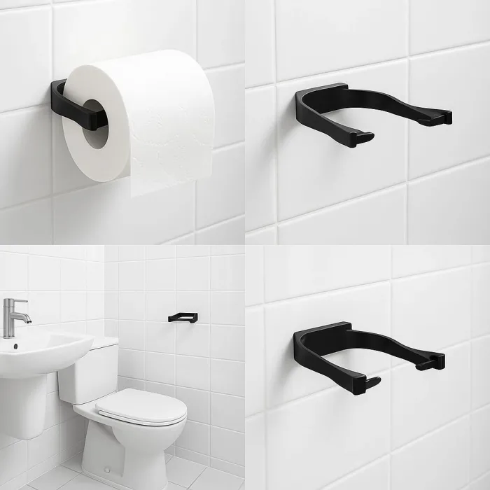 Duvara Monte Siyah Peçetelik Minimal Banyo Aksesuarı