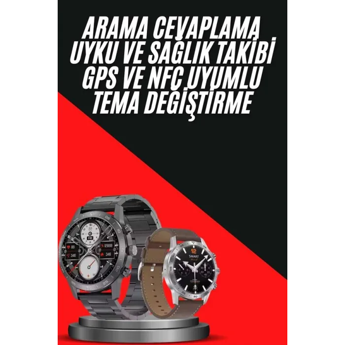 Erkeklere Özel Akıllı Saat Çelik Kordon Bluetooth Bağlantılı İOS ve Android Uyumlu