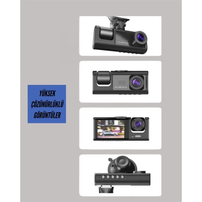 G-Sensörlü 3lü Kayıtlı Araç Kamerası