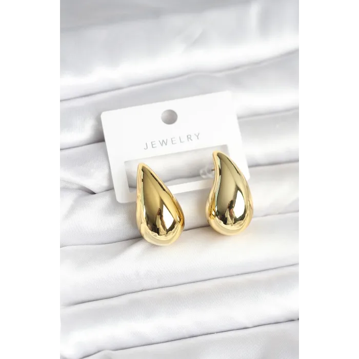 Gold Renk Damla Küpe 30 mm