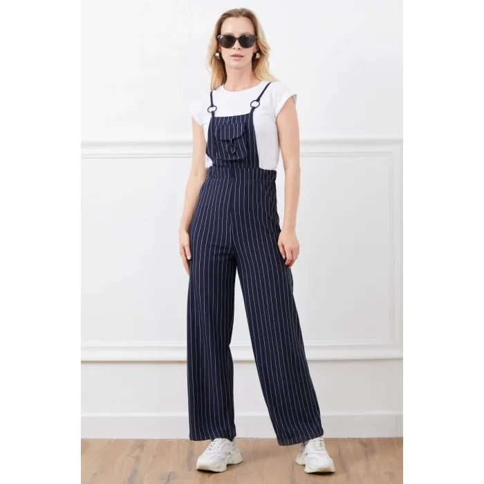 İp askılı beli lastikli tulum