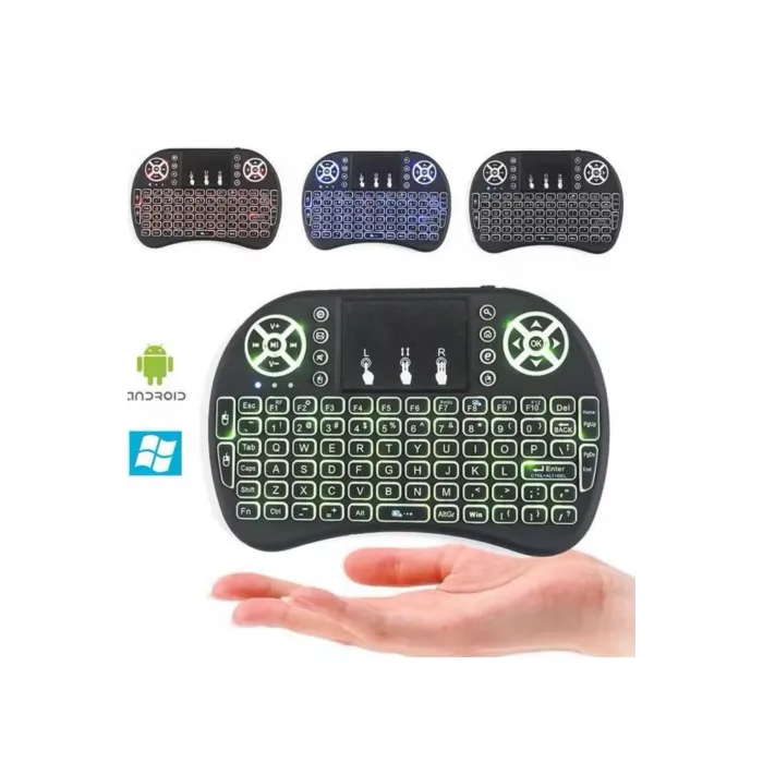 Işıklı Kablosuz Mini Klavye ve Dokunmatik Mouse Seti Türkçe Kablosuz
