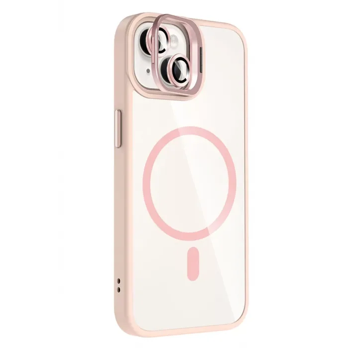 Joko Apple iPhone 13 Remim Lensli Magsafe Standlı Kapak - Pembe