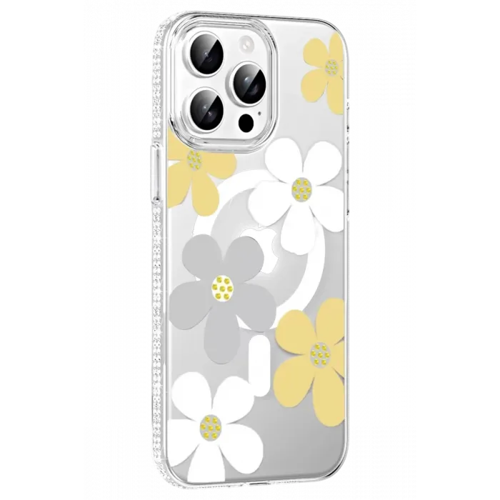 Joko Apple iPhone 15 Pro Max Floral Magsafe Kapak - Sarı