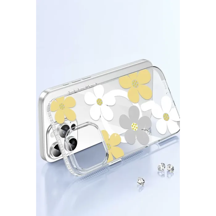 Joko Apple iPhone 16 Pro Floral Magsafe Kapak - Turuncu